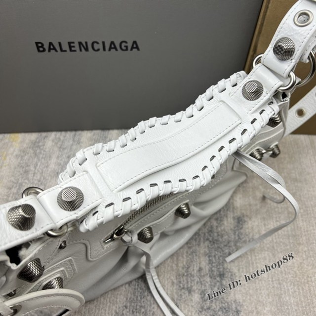 Balenciaga專櫃爆款Le Cagole半月牙腋下包餃子包 巴黎世家經典大號爆裂黑鱷金機車包 fyj1074